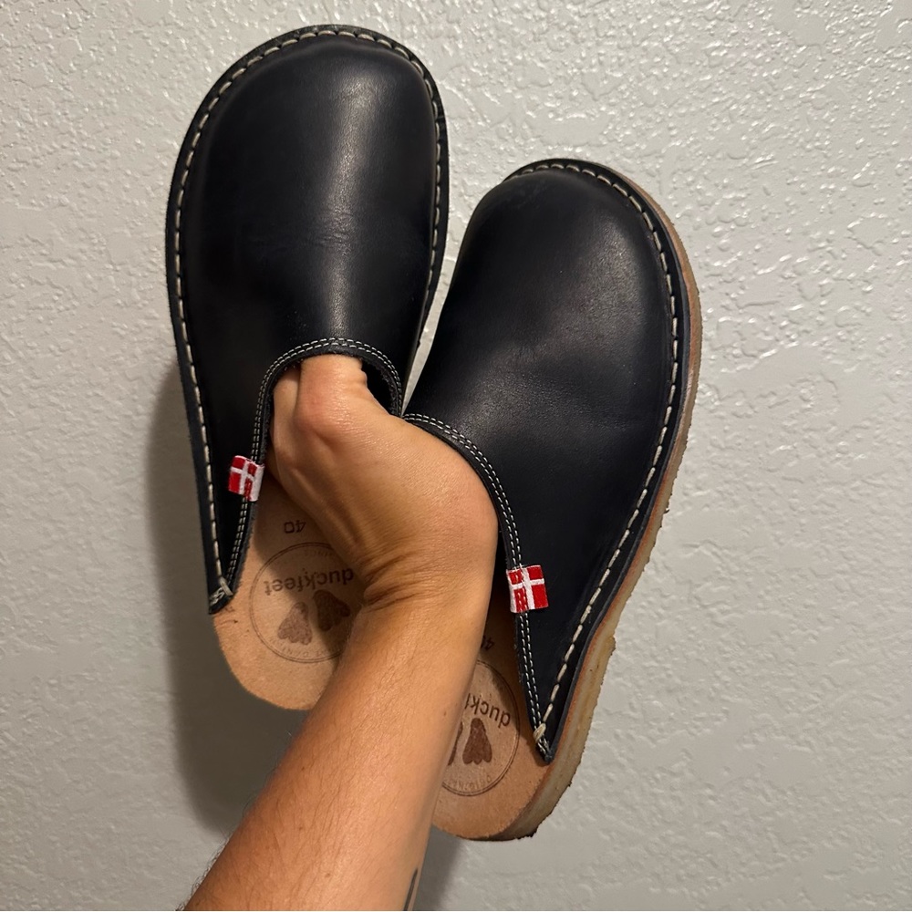 DUCKFEET l Blavand Clogs Mules  - Black Leather Slip On Shoes Slides US 9.5